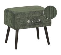 Beliani 1 Drawer Bedside Table EUROSTAR Corduroy Dark Green, Green