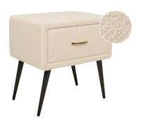 Beliani Bedside Table Flayat Boucle Beige, Brown
