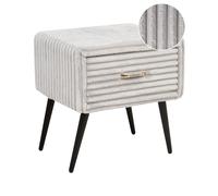 1 Drawer Bedside Table FLAYAT Corduroy Light Grey
