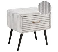 Beliani 1 Drawer Bedside Table FLAYAT Corduroy Light Grey, Grey