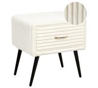 Beliani 1 Drawer Bedside Table FLAYAT Corduroy Off-White, White