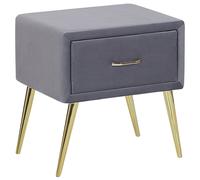 Minimalist Upholstered Bedside Table Nightstand Velvet 1 Drawer Grey Flayat