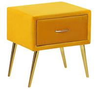 Beliani 1 Drawer Bedside Table FLAYAT Velvet Mustard, Yellow