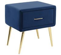1 Drawer Bedside Table FLAYAT Velvet Navy Blue