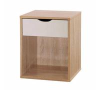 1 Drawer Bedside Table Oak And White