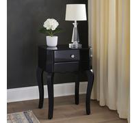 1 Drawer Black Mirrored Glass Top Side Table with MDF Base | Orchid