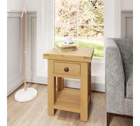 1 Drawer Side Table Bedside Nightstand Open Storage Shelf Solid Wood Home Source Brown One Size