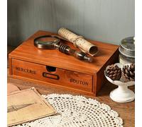 1 Drawer Vintage Wooden Drawers Storage Organiser Unit Stationary Cabinet For Desktop New