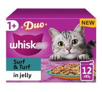 1+ Duo Surf & Turf in Jelly 12 x 85g - Including B Vitamins and Balanced Minerals - Adult Cat Food Containing Four Irresistible Combinations for Those Cats Who Love a Bit of Everything