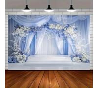 1 elegant blue and white floral wedding background banner - suitable for birthdays parties and multiple sizes to choose from