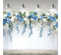 1 elegant blue and white floral wedding banner - a man-made flower wreath with green leaves, perfect for home decoration 300x200cm