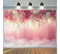 1 elegant floral and white chiffon background banner - suitable for birthdays parties multiple sizes to choose from