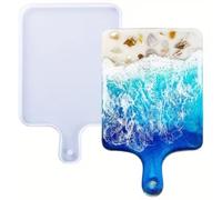 1 Epoxy Resin Silicone Tray Casting Molds, DIY Large and Small Serving Rectangle Shape Handle Board Creative Fashion for Home Decoration-Crafting Agate Geode Rolling Tray Jewelry Making Tool (Small)