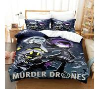 (1, EU Single 135x200cm) Anime Murder Drones Bedding Set Boys Girls Twin Queen Size Duvet Cover Pillowcase Bed Kids Adult Fashion Home Textileextile