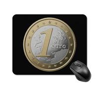 1 Euro Coin Funny Mouse Pad 20 * 25cm | Rubber Base Mouse Mat for Desk Laptop Gaming Console Smooth Easy Clean
