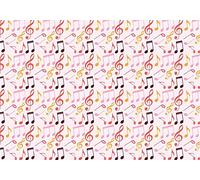 1 Fat Quarter (48cm x 55cm) - Pink Multicoloured Musical Notes 100% Egyptian Cotton Fabric Music Instruments Printed Dressmaking Material Tight Woven Printed Dressmaking Material Tight Woven