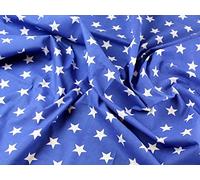1 Fat Quarter| Royal Blue Polycotton with White Stars Quality Fabric **Free UK Post** 25mm Stars Japanese Qkt 4000 Poly Cotton Material Dark Blue Colour Color Dressmaking Shirts Clothes Crafts