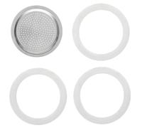 1 Filter and 3 Silicone Aluminum Moka Pot Gasket,Seal Food Grade Replacement Set Maker Machine Cup Parts,for Fiammetta Break Happy DAMA Melody Alpina Stainless Steel Mokas Pots Espresso Coffee Makers