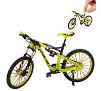 1 Finger Bike, Mini Mountain Finger Bike with Alloy Frame, Finger Toy Bikes for Skill Practice, 19 cm by 7.5 cm Green Finger MTB, Finger BMX and Mini Bike Toy for Collection and Display