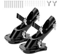 1" Flag Pole Holder for Outside House, REERON 2-Positions Metal Flagpole Brackets Mount, Aluminium Rustproof Flag Pole Wall Porch Mounting Bracket with 3 Fixed Holes & Steel Hardwares (Black-2 Pack)