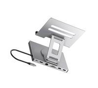 1. Foldable Rotating USB C Dock Stand PD100W Charging Aluminum Alloy Cooling Gigabit Ethernet 3.5mm Slip-Proof Base Rotating Tablets Stand With USB Adapter