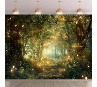 1 Forest Fairy Light Background - A unique golden light scene with luminous spheres and durable banners