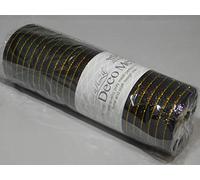 1 Full Roll Reel 25cm x 9.1 metres Metallic Black and Gold Deco Mesh Waterproof Netting Decomesh Ruffle Wreaths ELEGANZA