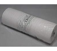 1 Full Roll Reel 25cm x 9.1 metres Metallic White Iridescent Deco Mesh Waterproof Netting Decomesh Ruffle Wreaths ELEGANZA