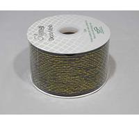 1 Full Roll Reel 63mm 2.5" x 10 metres Metallic Black with Gold Deco Mesh Waterproof Netting Decomesh Ruffle Wreaths ELEGANZA