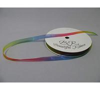 1 Full Roll Reel of 10mm Dark Pastel Rainbow Unicorn Organza Ribbon x 25 metres Double Sided Gradient Shimmer Multicoloured 10 mm 3/8" 1cm