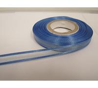 1 Full Roll Reel of 10mm Edged Organza Ribbon x 25 metres Cornflower Blue Double Sided Satin Edge Sheer 10 mm 1cm