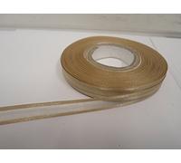 1 Full Roll Reel of 10mm Edged Organza Ribbon x 25 metres Light Gold Double Sided Satin Edge Sheer 10 mm 3/8" 1cm