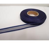 1 Full Roll Reel of 10mm Edged Organza Ribbon x 25 metres Navy Dark Blue Double Sided Satin Edge Sheer 10 mm 1cm