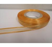 1 Full Roll Reel of 10mm Edged Organza Ribbon x 25 metres Yellow Gold Double Sided Satin Edge Sheer 10 mm 1cm