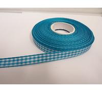 1 Full Roll Reel of 10mm Gingham Ribbon x 25 metres Dark Turquoise Blue Double Sided Check 10 mm 1cm