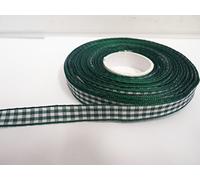 1 Full Roll Reel of 10mm Gingham Ribbon x 25 metres Forest Dark Green Double Sided Check 10 mm 1cm