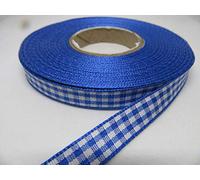 1 Full Roll Reel of 10mm Gingham Ribbon x 25 metres Royal Dark Blue Double Sided Check 10 mm 1cm
