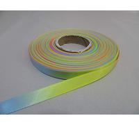 1 Full Roll Reel of 10mm Light Pastel Rainbow Unicorn Satin Ribbon x 25 metres Print one Side Gradient Shimmer Multicoloured 10 mm 1cm