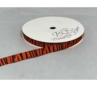 1 Full Roll Reel of 10mm Woven Grosgrain Ribbon x 20 metres Tiger Animal Print Pattern Orange Black 10 mm 1cm