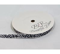 1 Full Roll Reel of 10mm Woven Grosgrain Ribbon x 20 metres Zebra Animal Print Pattern Black White 10 mm 1cm