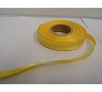 1 Full Roll Reel of 10mm x 20 Metres Satin Ribbon Canary Bright Yellow with White Polka Dot Spots 10 mm 1cm