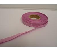 1 Full Roll Reel of 10mm x 20 metres Satin Ribbon Light Pink with White Polka Dot Spots 10mm