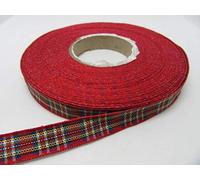 1 Full Roll Reel of 10mm x 25 metres Tartan Ribbon Red Classic Royal Stewart Double Sided 10 mm 3/8" 1cm
