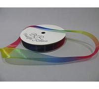 1 Full Roll Reel of 15mm Dark Pastel Rainbow Unicorn Organza Ribbon x 25 metres Double Sided Gradient Shimmer Multicoloured 15 mm 1.5cm