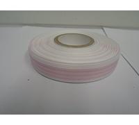 1 Full Roll Reel of 15mm x 20 metres Grosgrain Stripe Ribbon White and Light Baby Pink Deck Chair Stripe Double Sided Ribbed 15 mm 5/8" 1.5cm