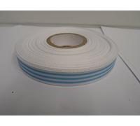 1 Full Roll Reel of 15mm x 20 metres Grosgrain Stripe Ribbon White and Light Blue Deck Chair Stripe Double Sided Ribbed 15 mm 5/8" 1.5cm