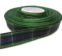 1 Full Roll Reel of 16mm x 25 metres Tartan Ribbon Green & Blue Double Sided McKenzie 16 mm 1.6cm