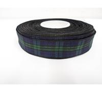 1 Full Roll Reel of 16mm x 25 metres Tartan Ribbon Navy Blue & Green Double Sided Black Watch Blackwatch 16 mm 1.6cm