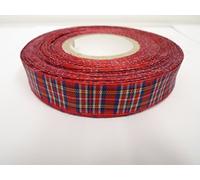1 Full Roll Reel of 16mm x 25 metres Tartan Ribbon Red Classic Royal Stewart Double Sided 16 mm 1.6cm