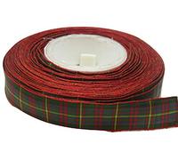 1 Full Roll Reel of 16mm x 25 metres Tartan Ribbon Red & Green Double Sided Cameron 16 mm 5/8" 1/4" 1.6cm